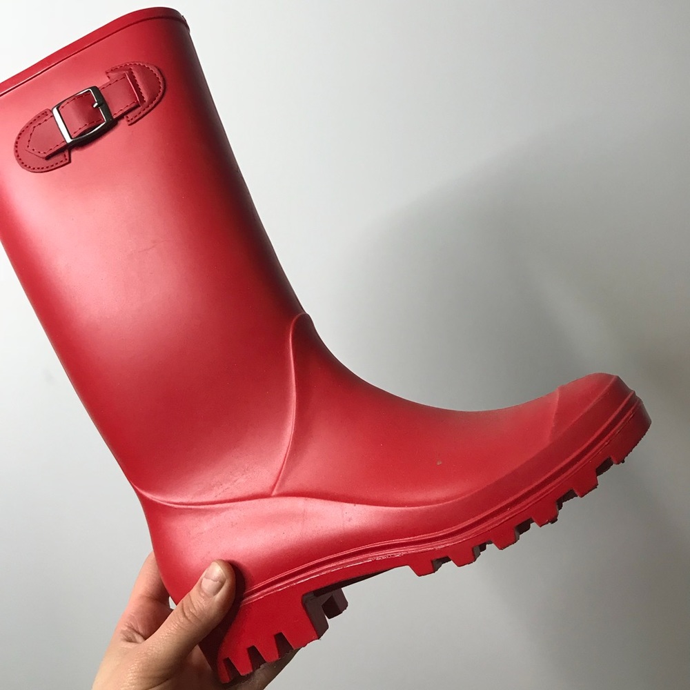 Red rain boots